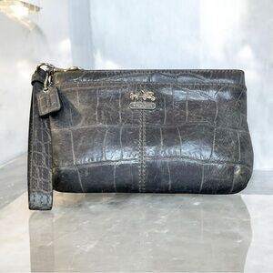 Coach Madison Croc Embossed Gray Wristlet